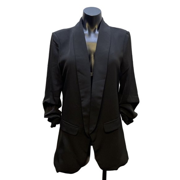 Nikki Lund Jackets & Blazers - *Nikki Lund Black Jacket Open Front Ruffle Blazer Medium